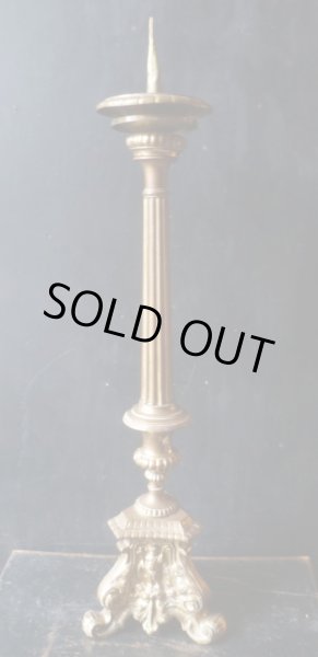 仏蘭西アンティーク亭ベルエポック 教会燭台 ブロンズレリーフ