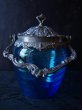 画像2: 西洋アンティーク　フランス　青いガラスのボンボ二エール・ビスケットジャー (2)