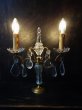 画像1: 西洋ビンテージ　フランス　テーブル２灯シャンデリア・燭台ランプ・クリスタルドロップ・照明器具　 (1)
