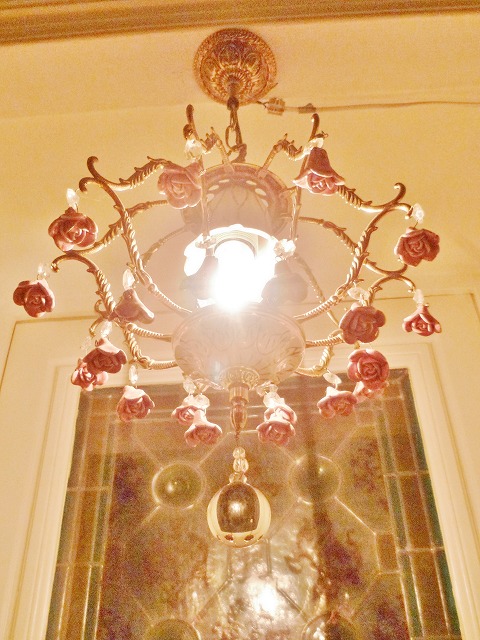 アンティーク 懐古 洋館 陶器 薔薇尽くしのシャンデリア 天吊灯 間接照明-