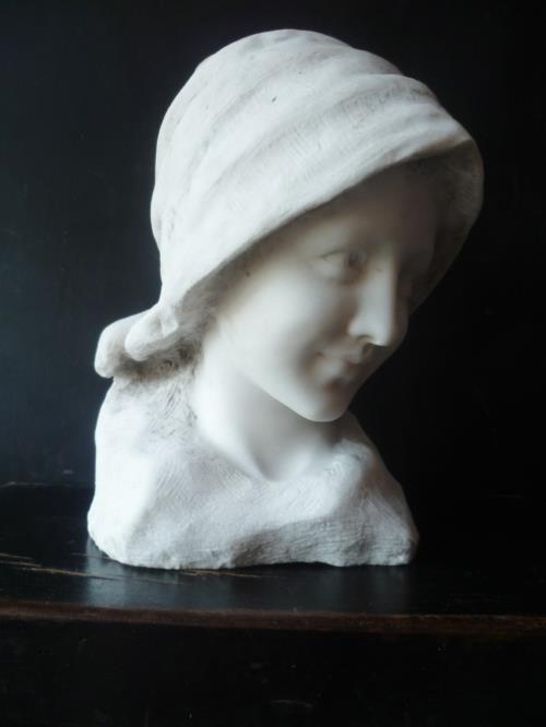 西洋骨董屋 Belle Epoque フランスアンティーク 若い女性 大理石彫刻 
