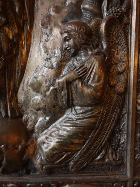 フランスアンティーク亭ベルエポック １９世紀キリストと天使のレリーフ額