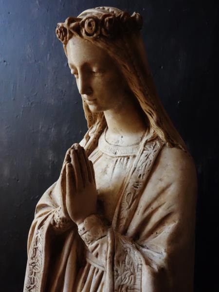 フランスアンティーク亭ベルエポック 花冠の聖母マリア 石膏像