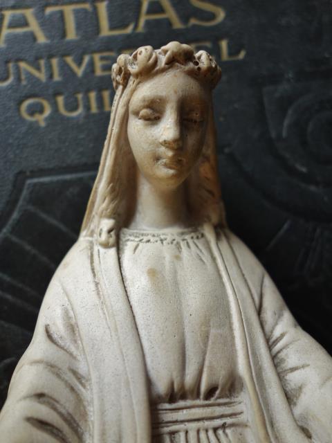 アンティーク　花冠のマリア像　フランス