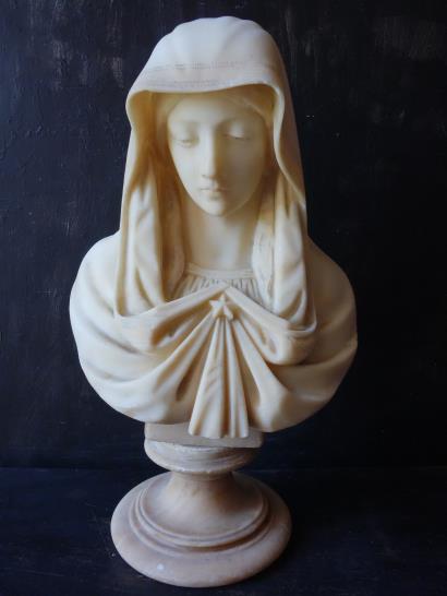 西洋骨董屋 フランスアンティーク 聖母マリア像 アラバスタ彫刻