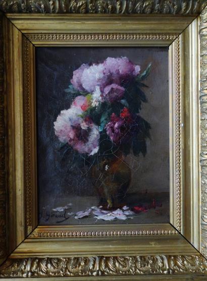 西洋アンティーク フランス１９世紀絵画 ピボワンヌ 花の絵 静物画