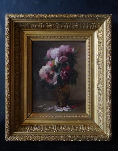 西洋アンティーク フランス１９世紀絵画 ピボワンヌ 花の絵 静物画 アート＆オブジェ