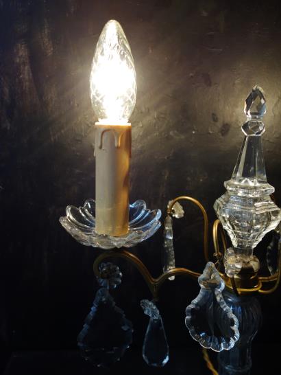 西洋ビンテージ フランス テーブル２灯シャンデリア・燭台ランプ 