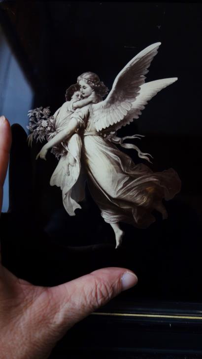 西洋アンティーク フランス 天使のガラス絵 クリストリウム アート