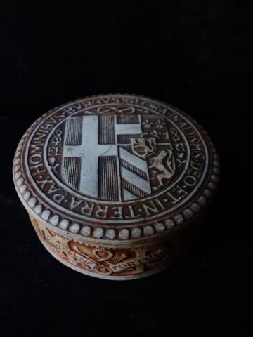 西洋アンティーク イタリア フィレンツェ紋章 陶器の小物入れ 室内装飾