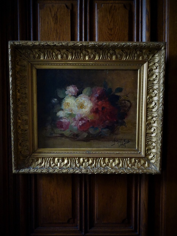 西洋アンティーク フランス１９世紀絵画 ブーケ・薔薇 静物画 アート