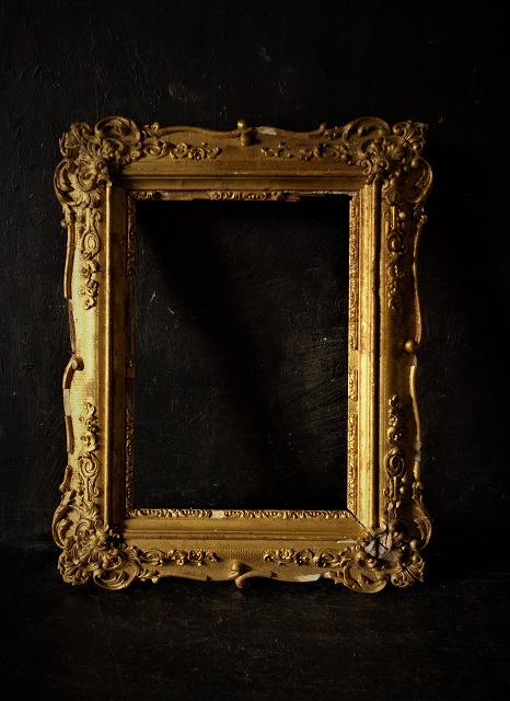 西洋アンティーク フランス 19世紀 漆喰レリーフの金彩額 ゴールド 