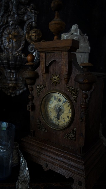 西洋アンティーク フランス 木箱の置き時計 目覚まし／機械道具類 時計