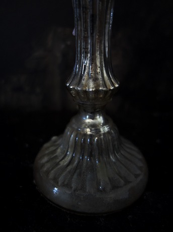 西洋アンティーク 19世紀 マーキュリガラス燭台 水銀箔ガラス 