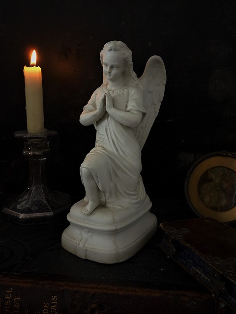 西洋アンティーク 19世紀 ビスクの天使像 祈り ／アート＆オブジェ立体