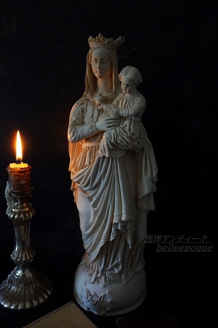 西洋アンティーク　フランス　聖母子像　装飾漆喰像　／アート＆オブジェ立体